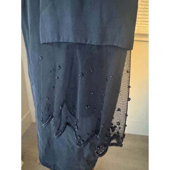 Eva Chun Women’s Size 12 Vintage Black 100% Silk Lace Sleeve Dress - Picture 7 of 9